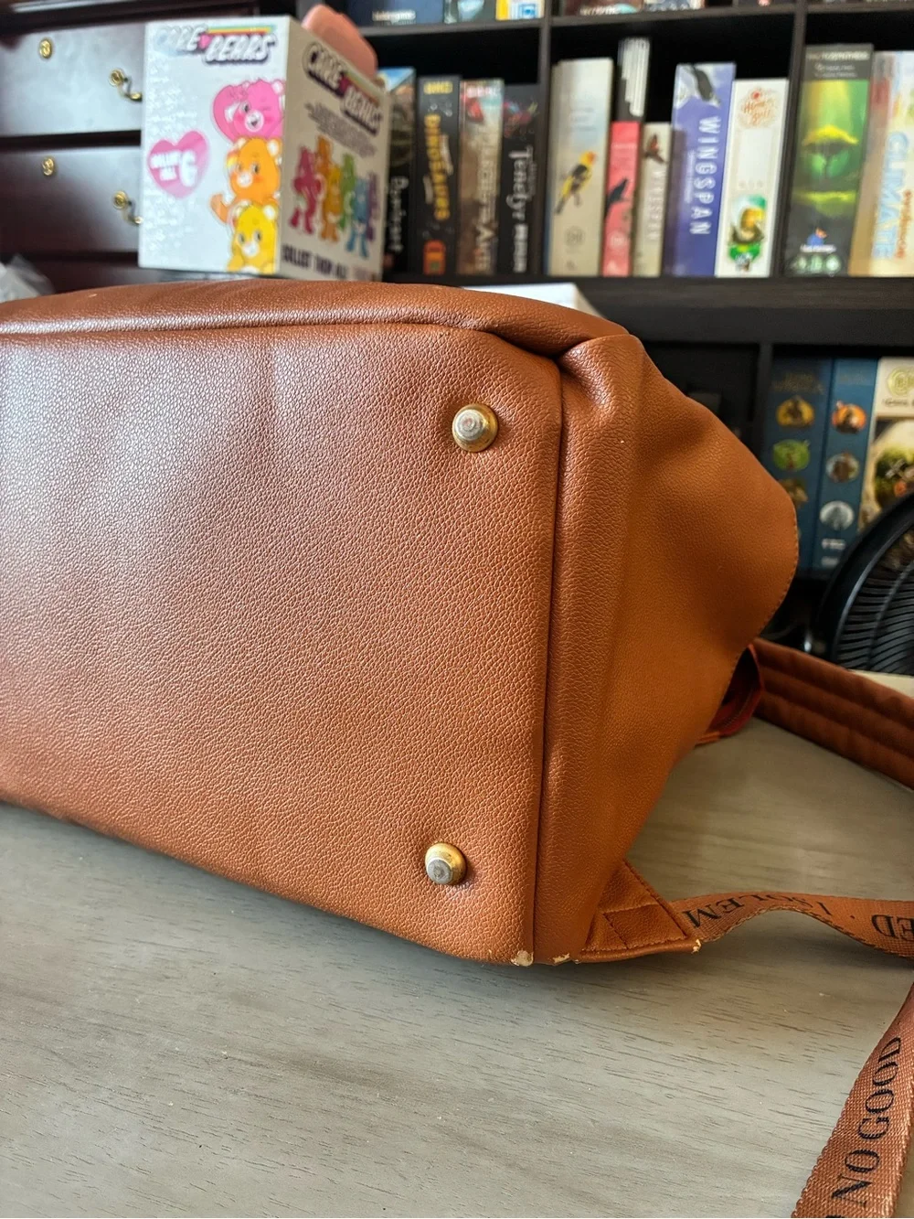 Freshly Picked Tan Leather-Effect Diaper Backpack with Matching Pouch